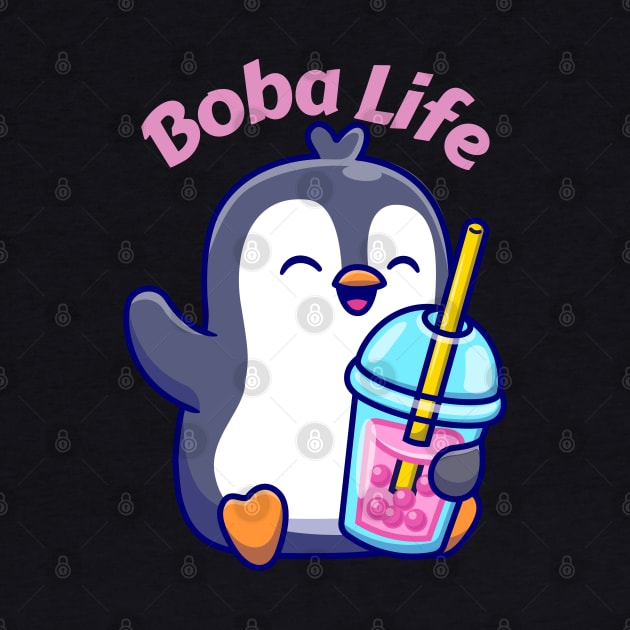 Cute penguin boba tea lover by Artist usha